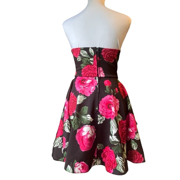 B. Darlin Strapless Floral Rose Mini Fit & Flare Dress Size 5/6 - Picture 7 of 16